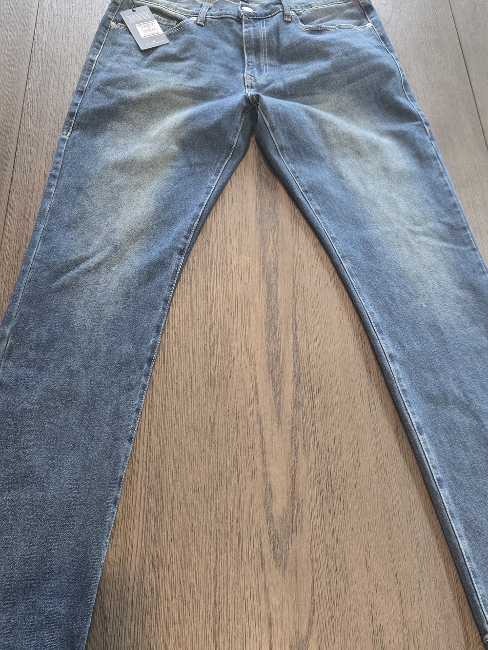True Religion Mens Ricky Ladder Stitch Relaxed Straight Jeans 36x34 Ocean Storm